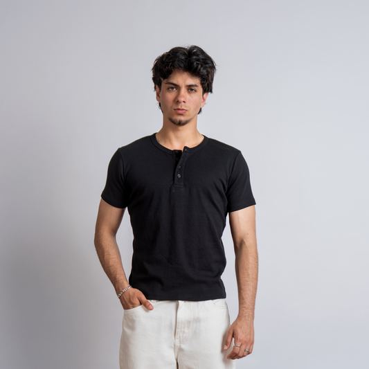 HENLEY T-SHIRT NEGRO